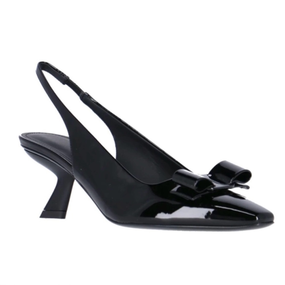 Ferragamo patten leather sling backs